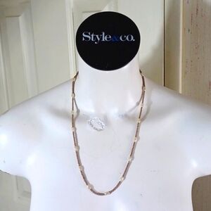 Ann Klien  Vintage  24 Inch Salt Water Pearls‎ Gold Beaded Necklace